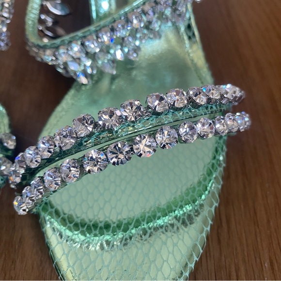 Alexandre Birman KARINA 85 MINT Green Heeled Sandals with Crystals  36/6 - Picture 8 of 12